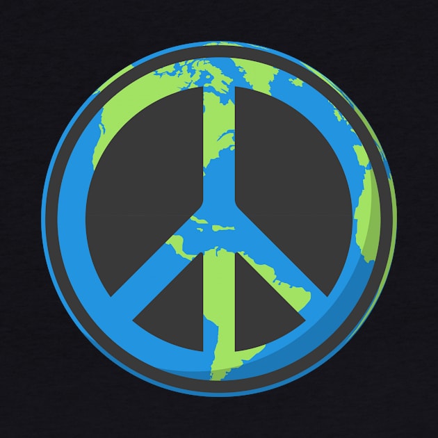 International World Peace World: Globe Peace Sign by Sanu Designs